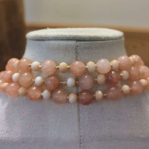 Pink Genuine Spinel Tied Bead Necklace Hand Knot Continuous - Picture 8 of 9